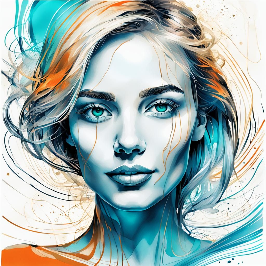 Ethereal Avant-Garde Portrait in Cyberpunk Digital Art Style