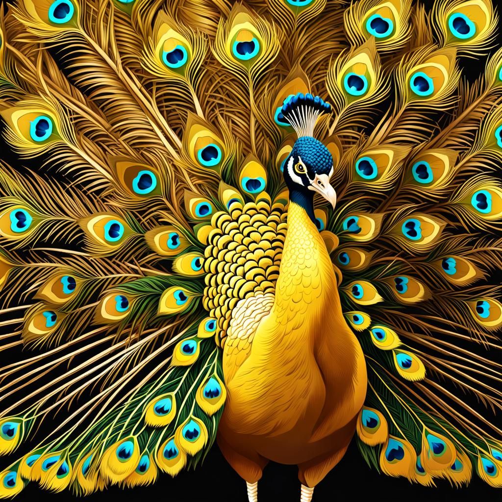 Golden Peacock in Regal Digital Art