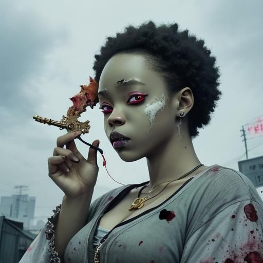 Haunted Japanese Zombie in Anime Key Visual Style