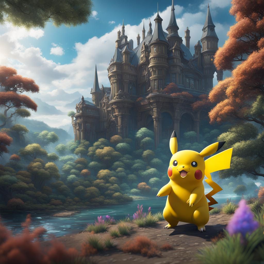 Vibrant Pokemon Fantasy Scene in Unreal Engine 5