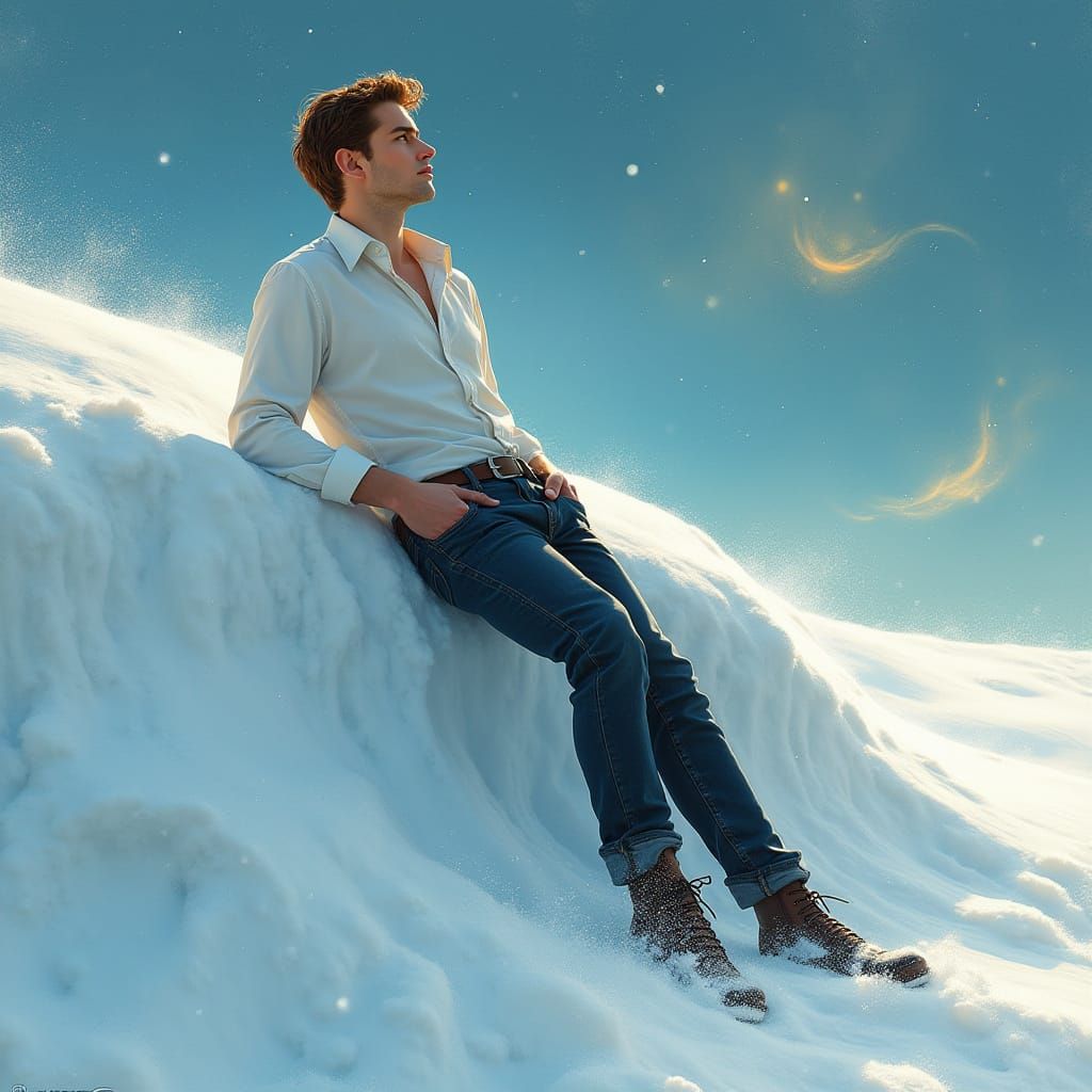 Edward Cullen in Serene Winter Landscape, Inspired by Digita...