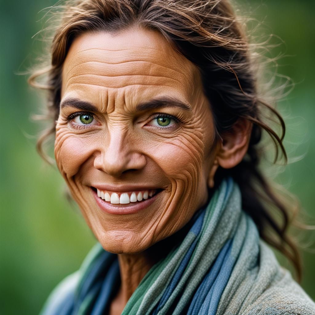 Professional Portrait of Smiling Woman with Expressive Eyes