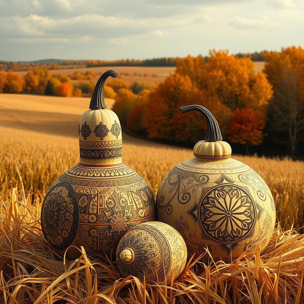 Surrealist Gourds in Autumnal Splendor