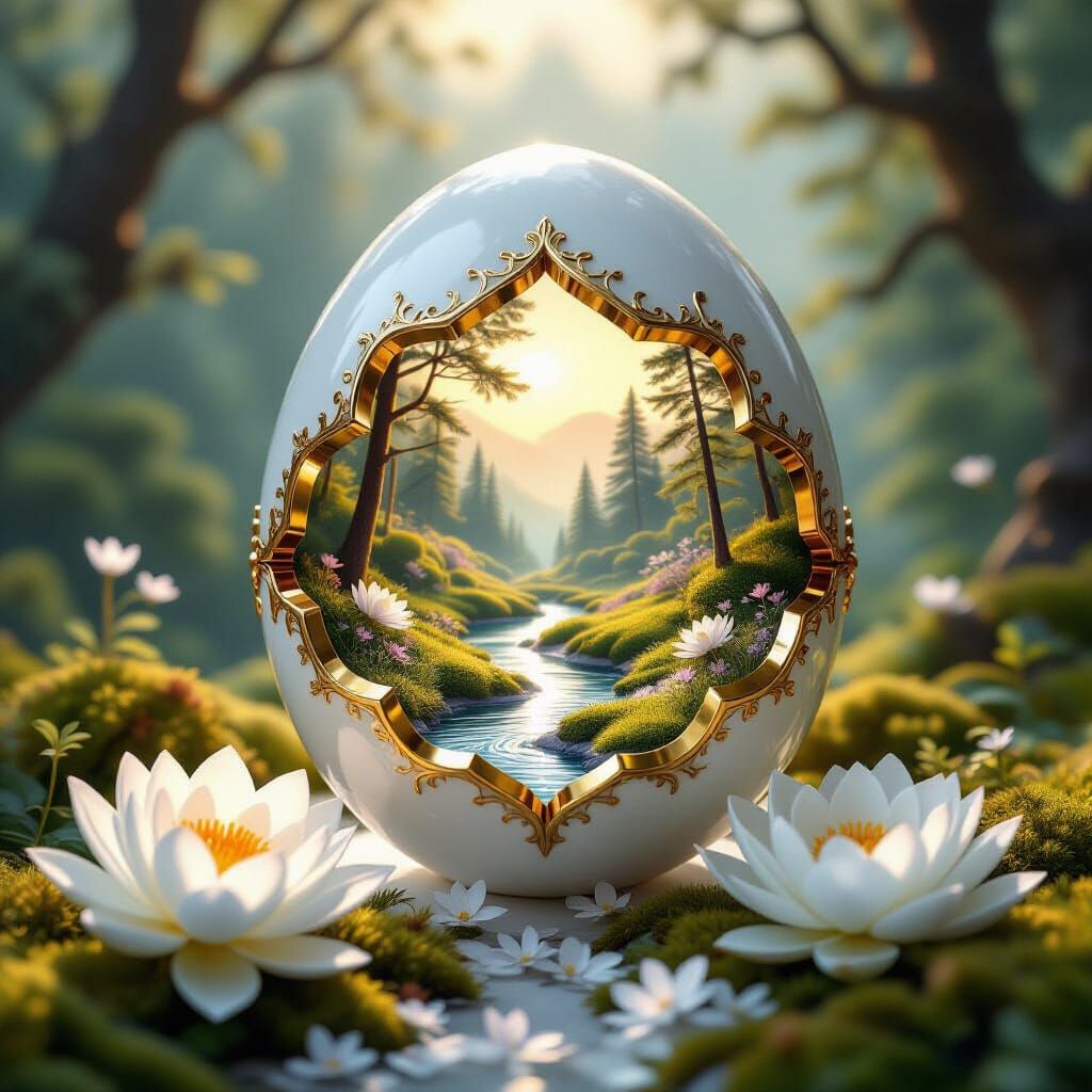 Fabergé Egg Macro Render with Miniature Landscape