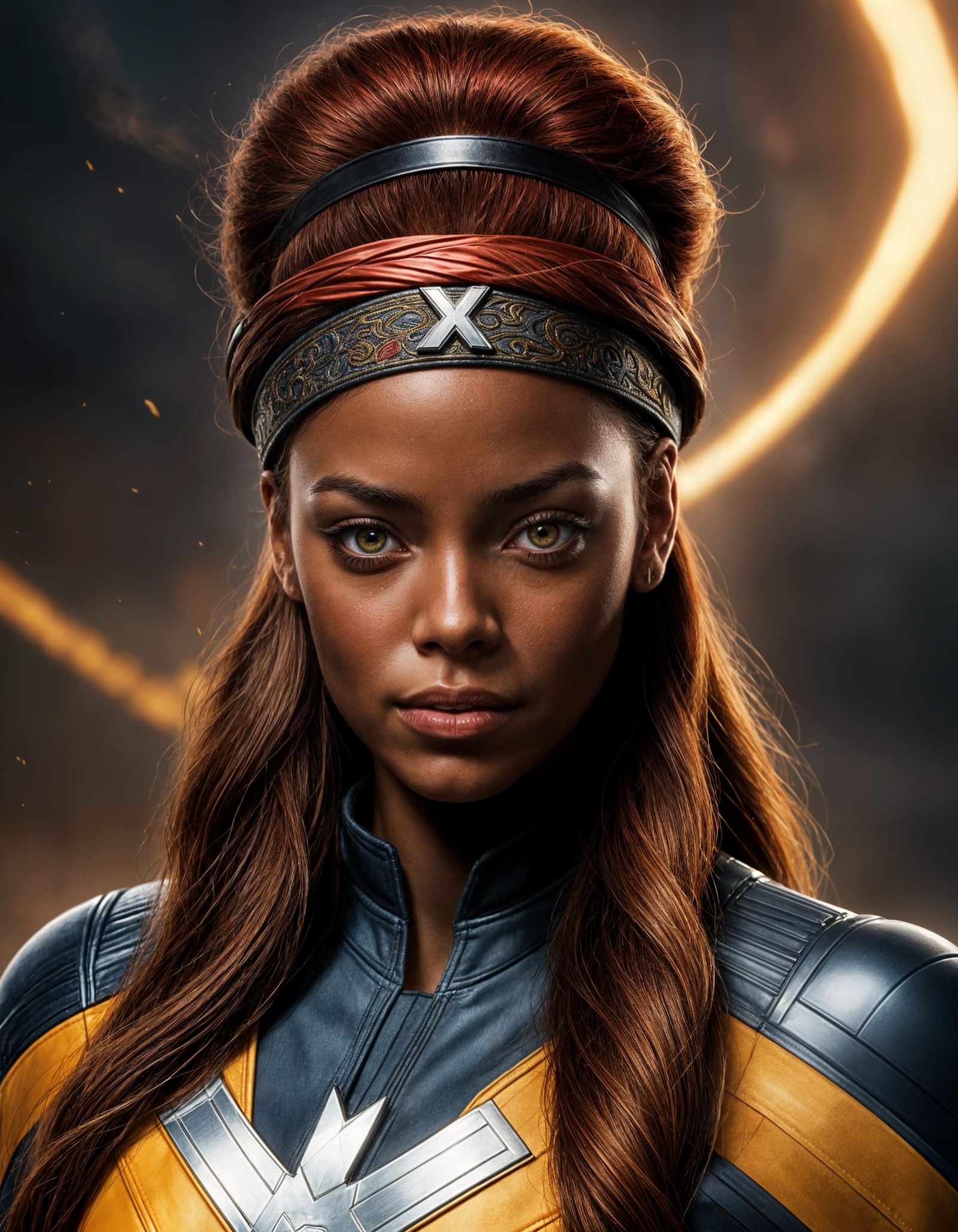 Marvel Girl, a Powerful African American Heroine in Deep Red...