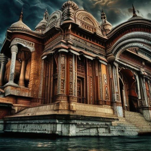 Epic Indian God of the Sea, Poseidon, in a Hyperdetailed Fan...