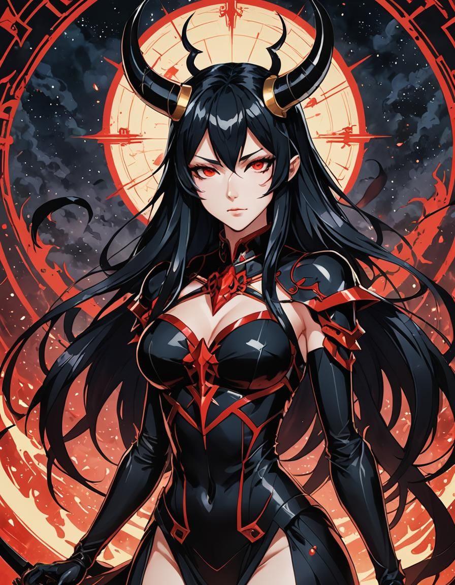 Regal Anime Queen of the Underworld in Dark Allure