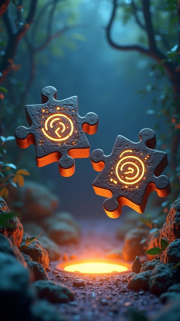 Mystical Puzzle Pieces in Enchanted Portal