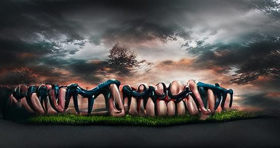 Hyperrealistic Human Centipede Portrayed in Sinister Hyperre...
