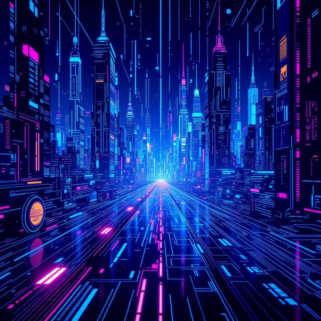 Futuristic Cityscape of Technology and Innovation