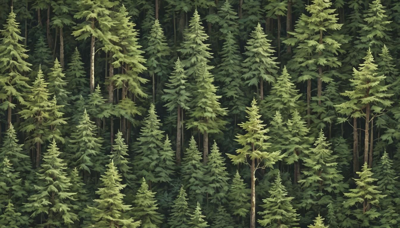 Enchanting Alaskan Wilderness Forest Scene with Dappled Ligh...