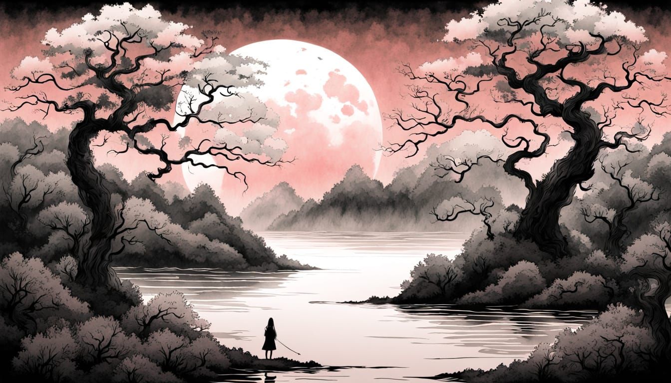 Surreal Existential Crisis in Japanese Ink Style