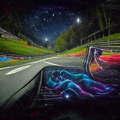 Nordschleife Nighttime Drive in Cosmic Holographic Style