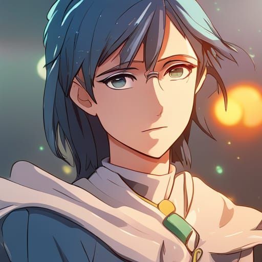 Sacred Sea Elf Cleric in Blue Hued Studio Ghibli Style