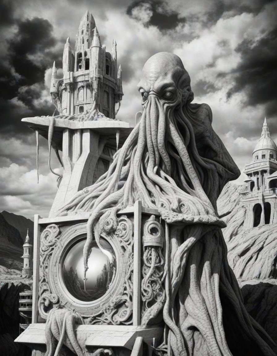 Cthulhu Hybrid in Dystopian Landscape