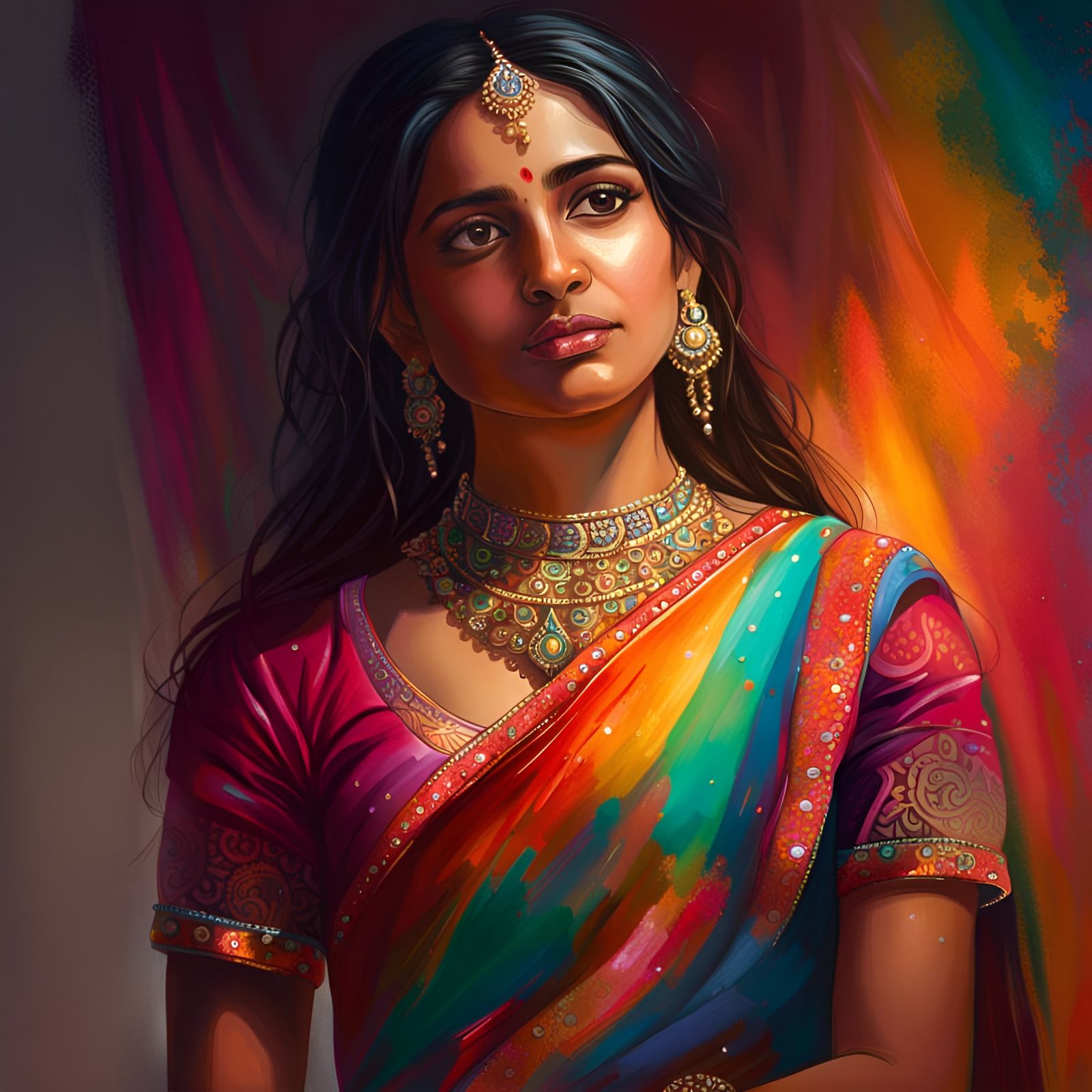 Indian Goddess Radiates in Vibrant Lehnga