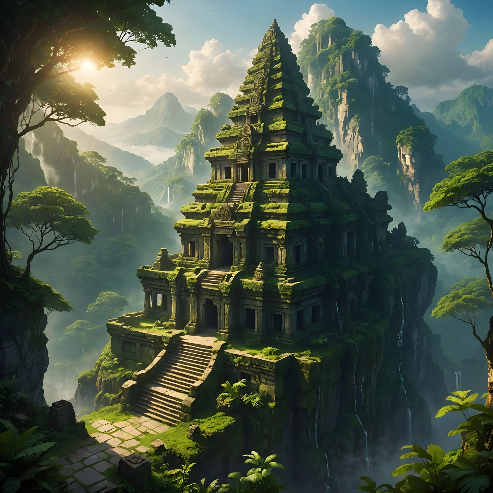 Ancient Temple Emerge from Mysterious Clouds