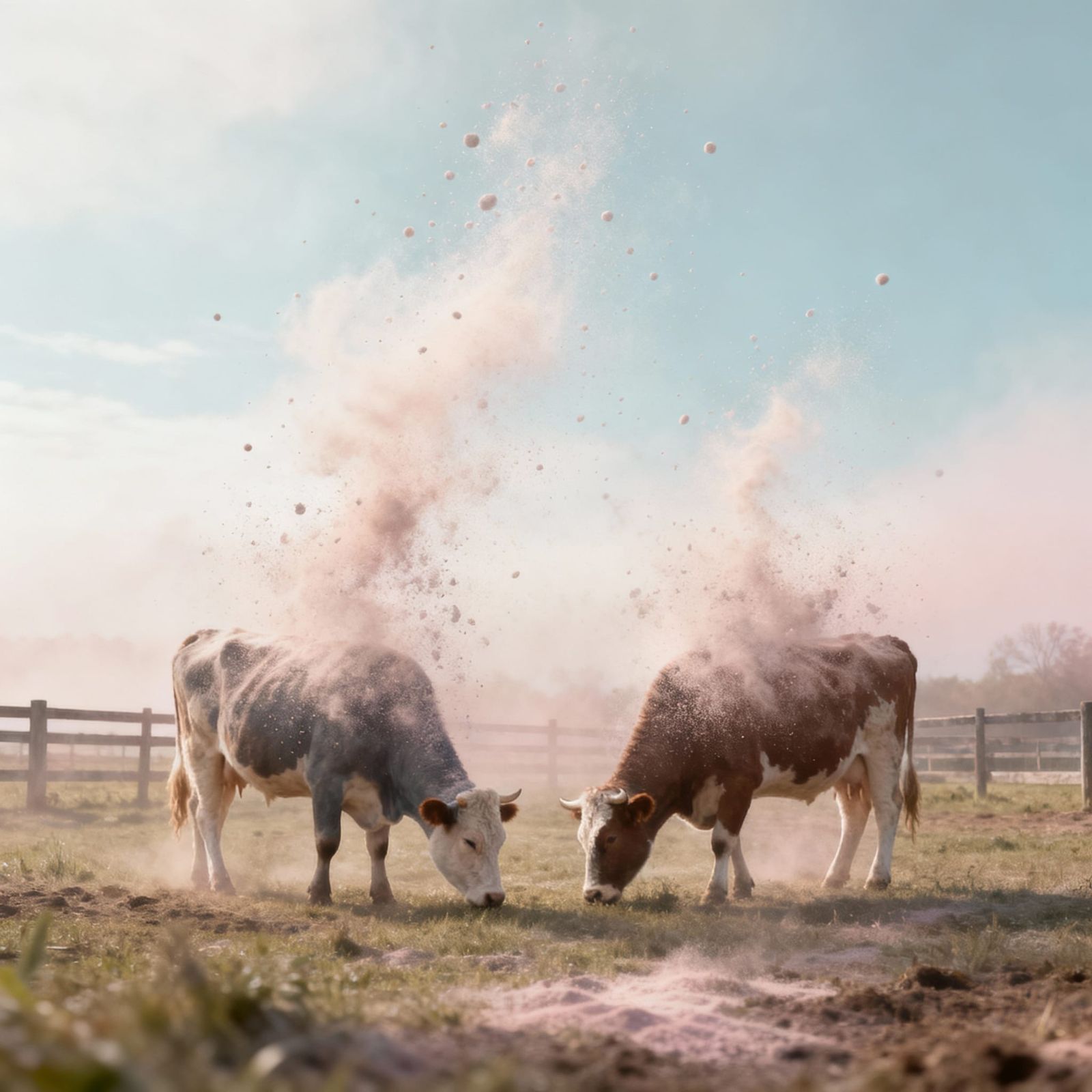 Surreal Image of Cows Disintegrating into Powder