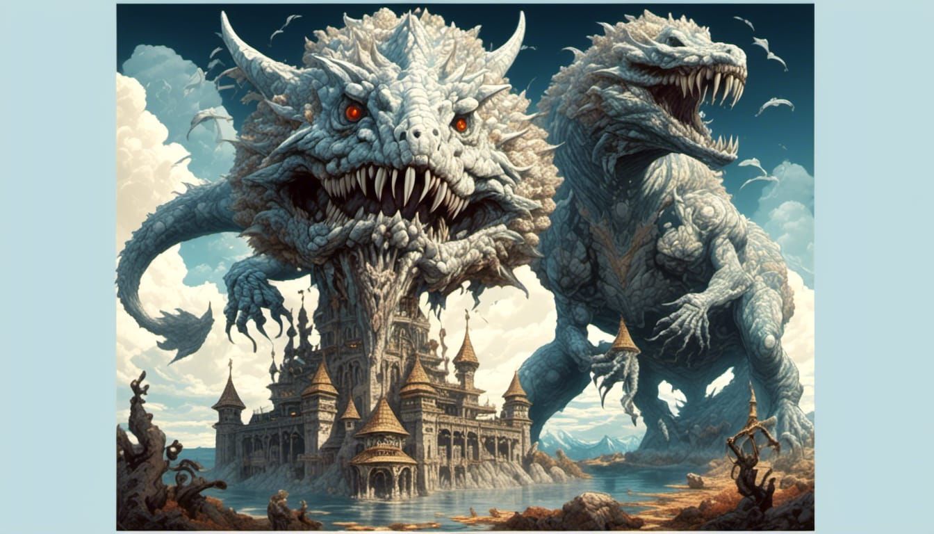 Cyberpunk Vampire Centaur in Skull Sky