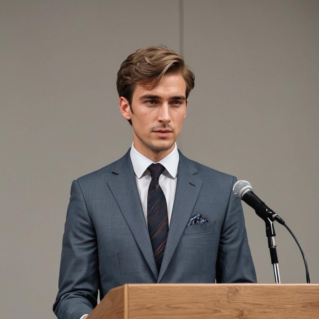 Young German Businessman Gives Inspiring Speech