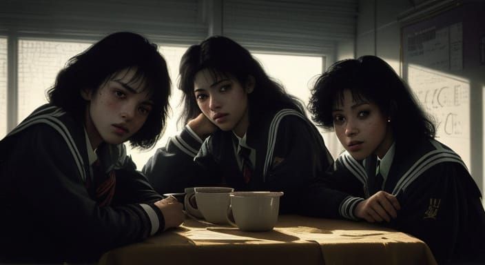 High School Breakfast Scene in Moody Lighting