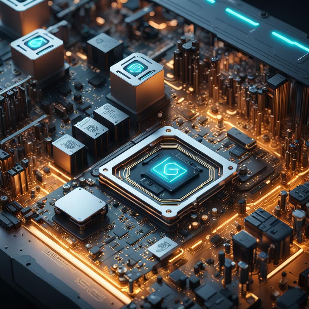 Realistic Quantum Computer Concept Art in Deep Fantasy Color...