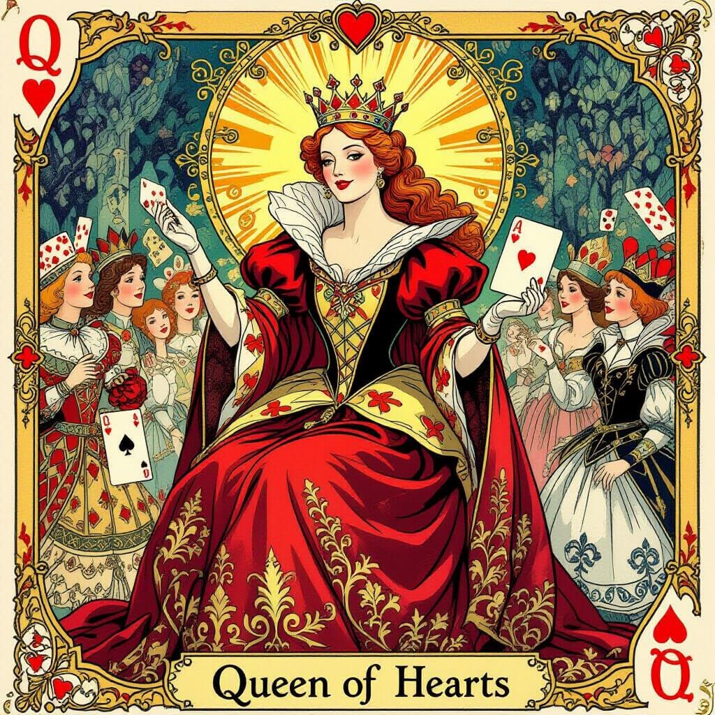 Queen of Hearts Rules Vibrant Fantasy World