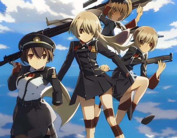 Anime Style Witches Engage Neuroi in Epic Skies Battle