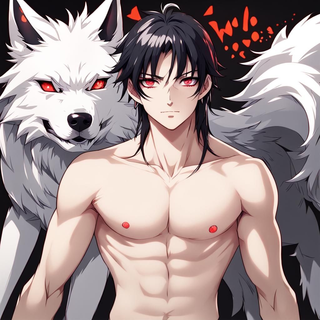 Anime-Inspired 3D Render of a Shirtless Boy with Multi-Color...