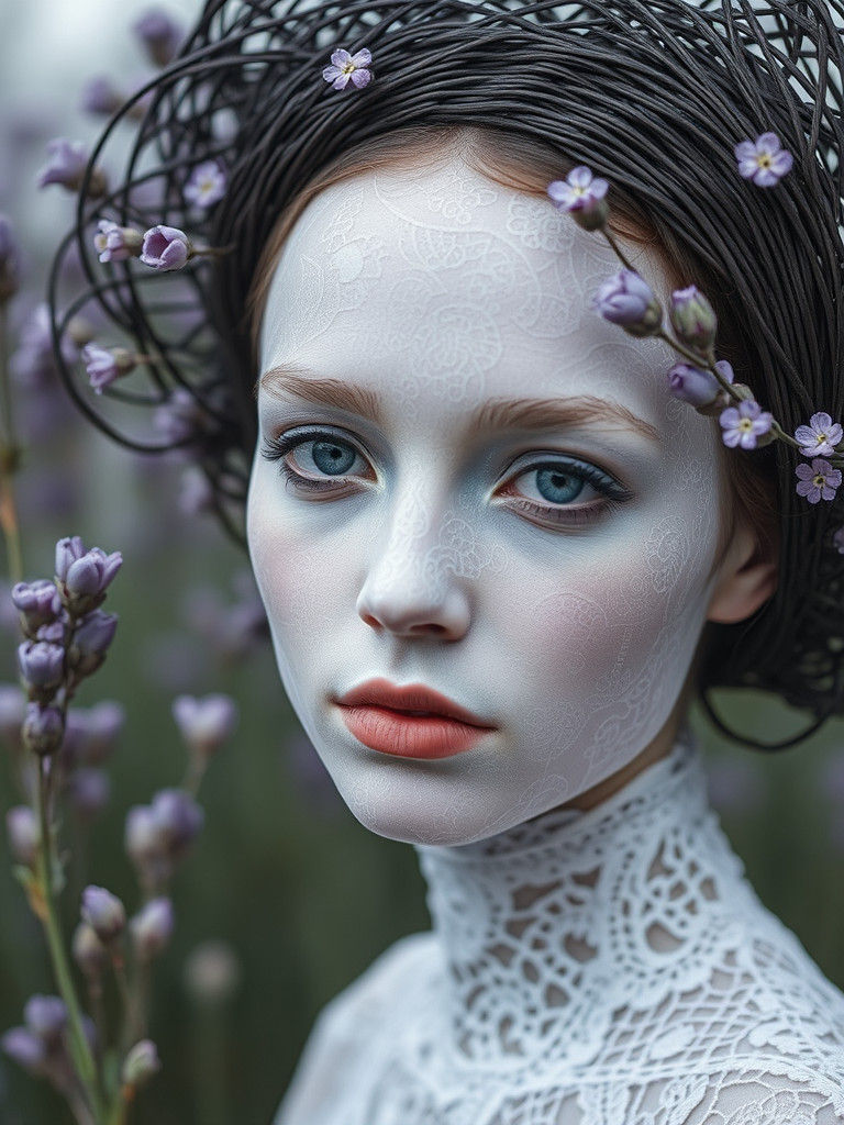 Ethereal Creatures in Lavender Lace Masks