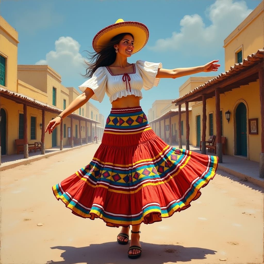 Vibrant Village Dance in Impressionist Oil