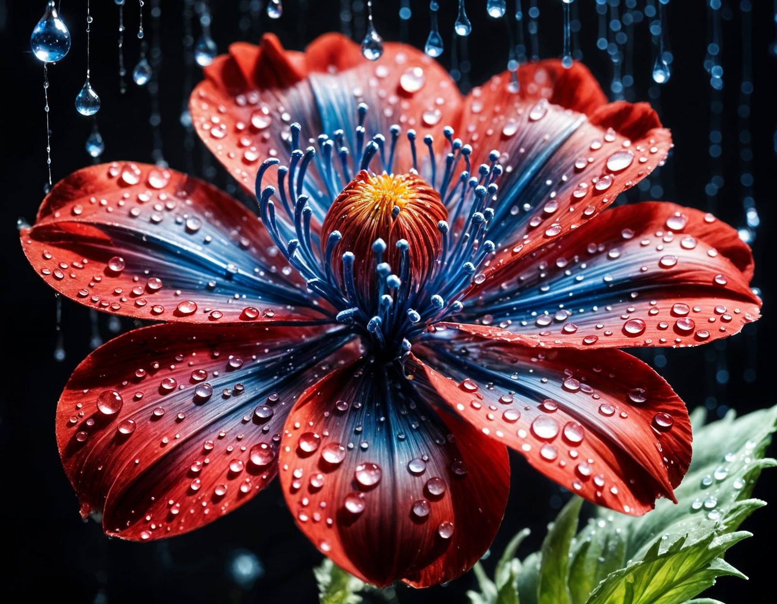 Vibrant, Glowing Freesia in Rainy Ambience