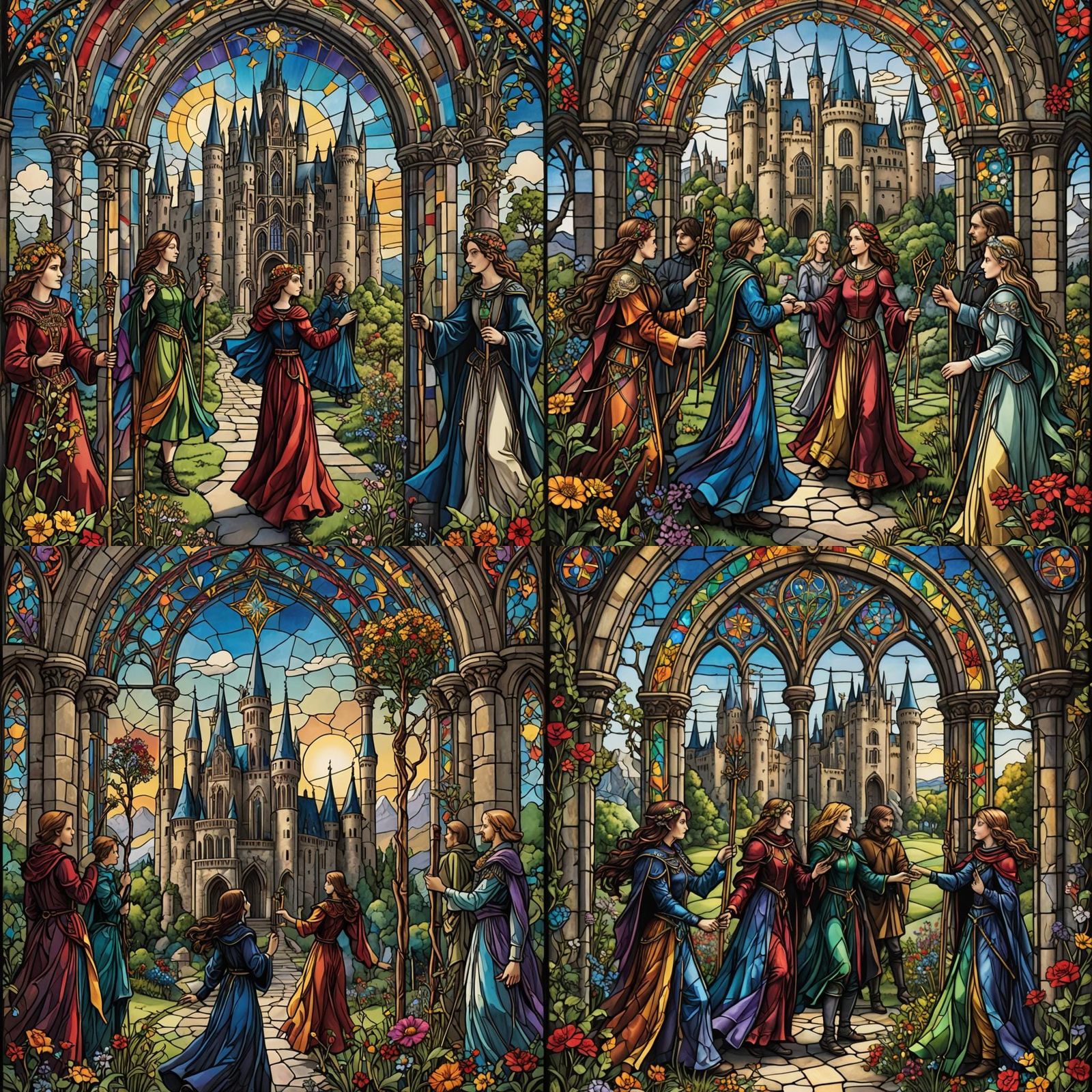 Gothic Fiesta Under Rainbow-Colored Stained Glass