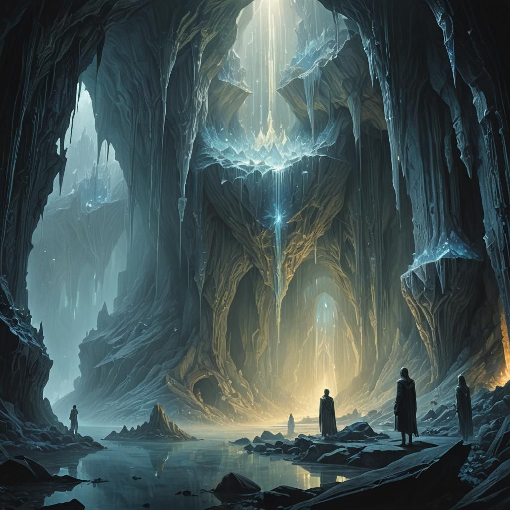 Glowing Crystal Caverns Hold Mournful Elf Funeral