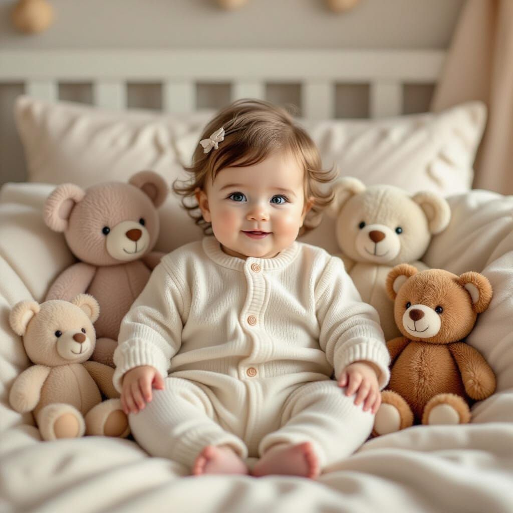 Adorable Baby in Cozy Nursery: Whimsical Art