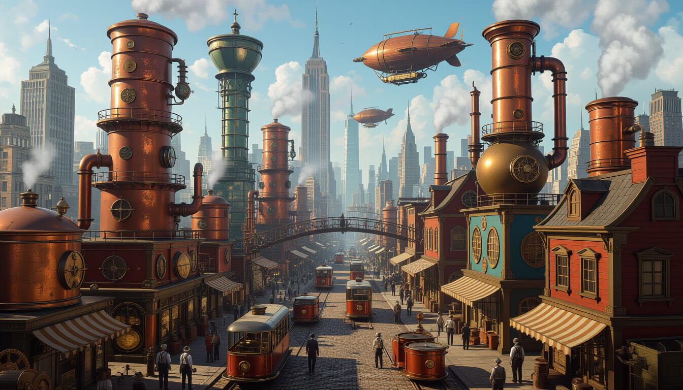 Steampunk Cityscape of Utensil Buildings