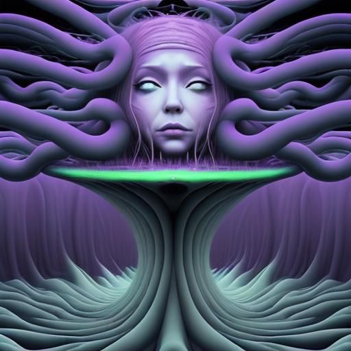 Vibrant Nightmare Realm in Surreal Dreamscape