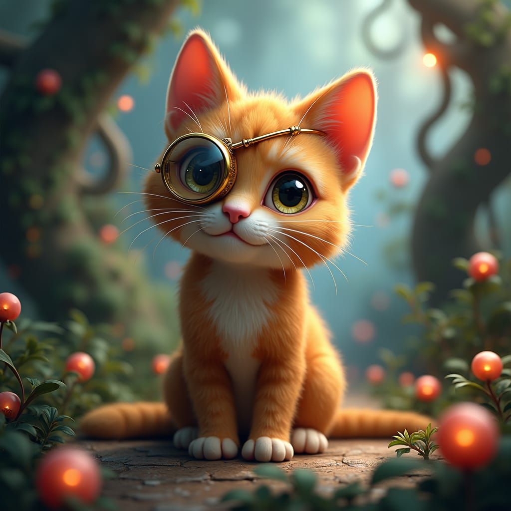 Surreal Feline Noble with Mystical Accoutrements in Whimsica...