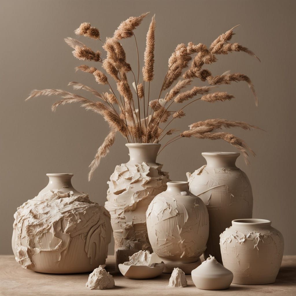 Artist at Pottery Wheel in Earthy Impressionist Style