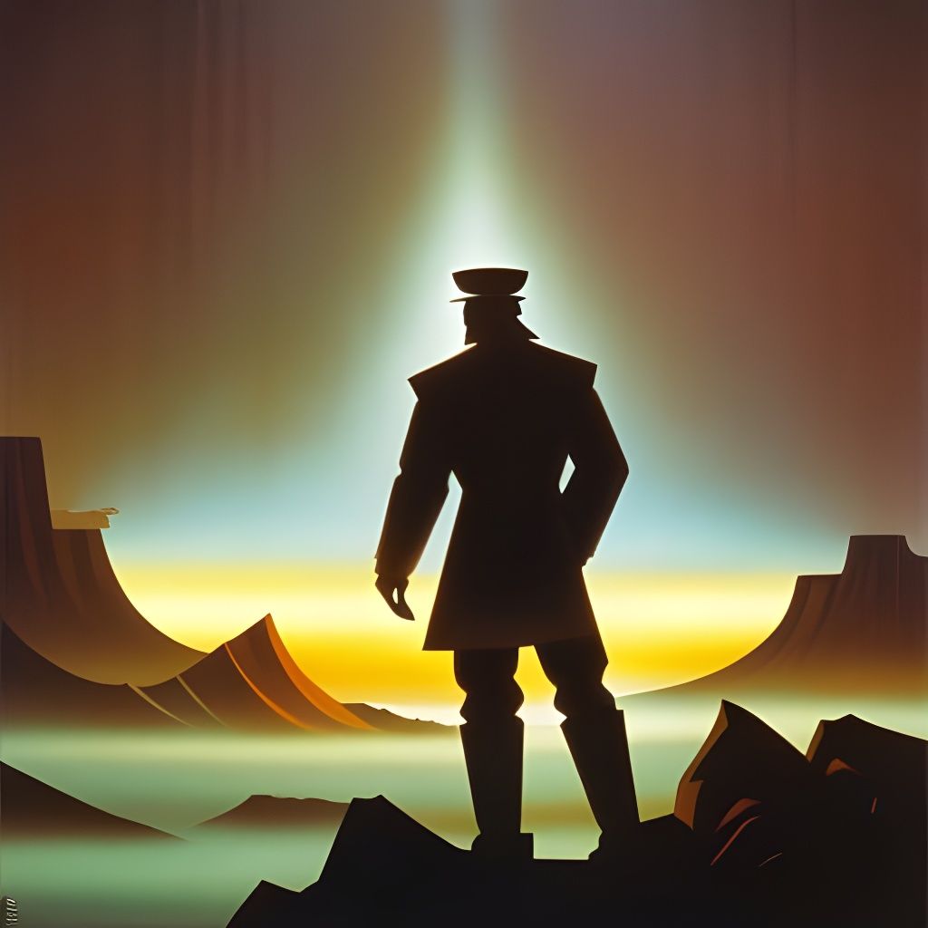 Ethereal Wanderer Amidst Misty Coastal Landscape