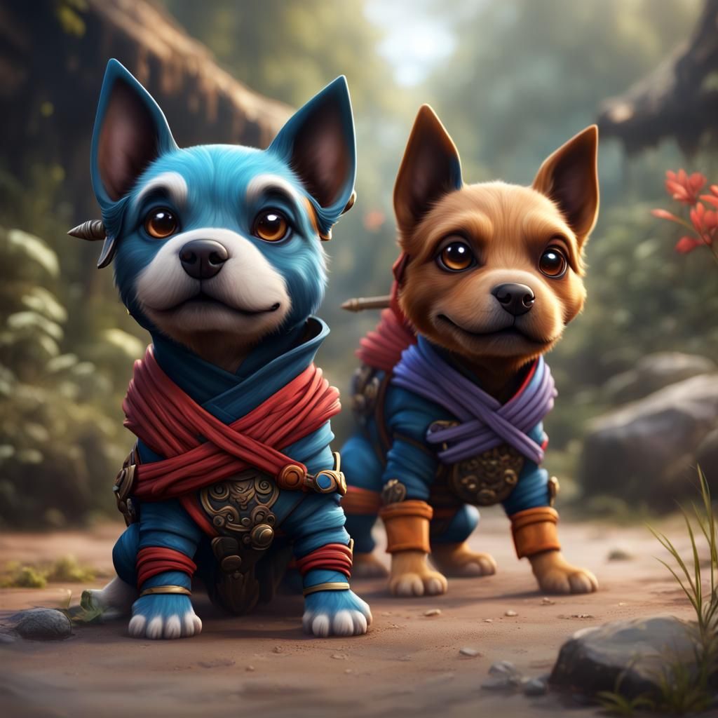 Mysterious Ninja Dogs in Whimsical Splash Screen