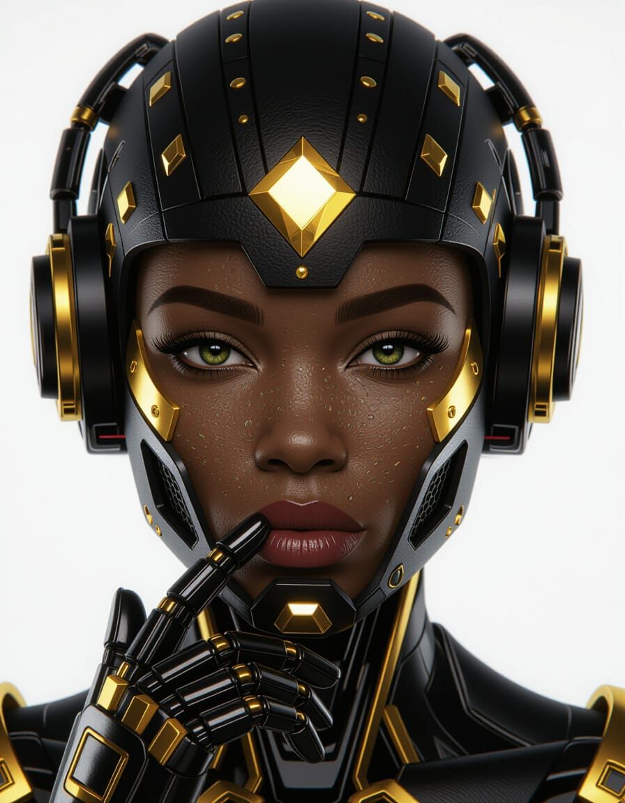 Cybernetic Afro-Futuristic Humanoid in Cinematic Style