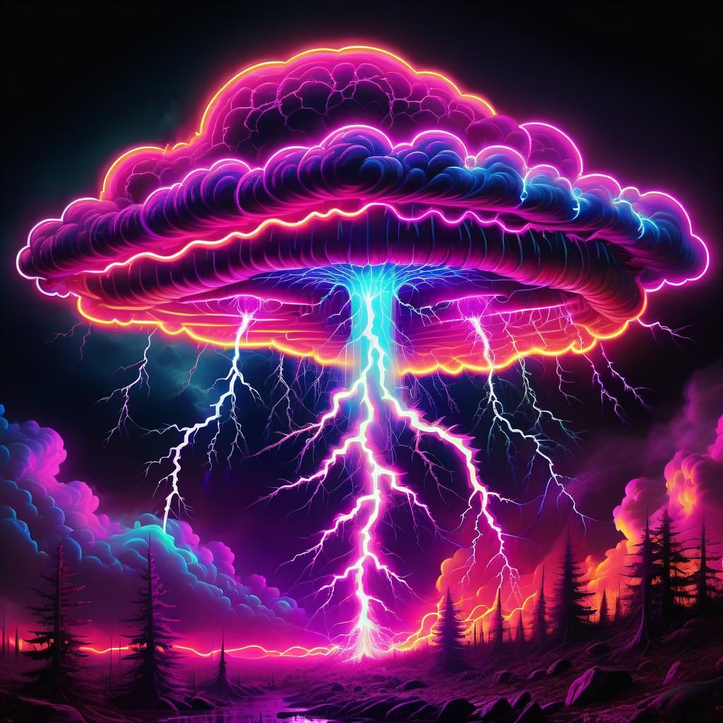 Ethereal Steampunk Vortex in Neon Horror