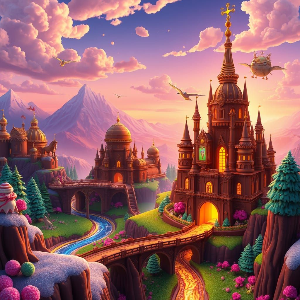 Chocolate Kingdom in Fantasy Realm: Studio Ghibli Style