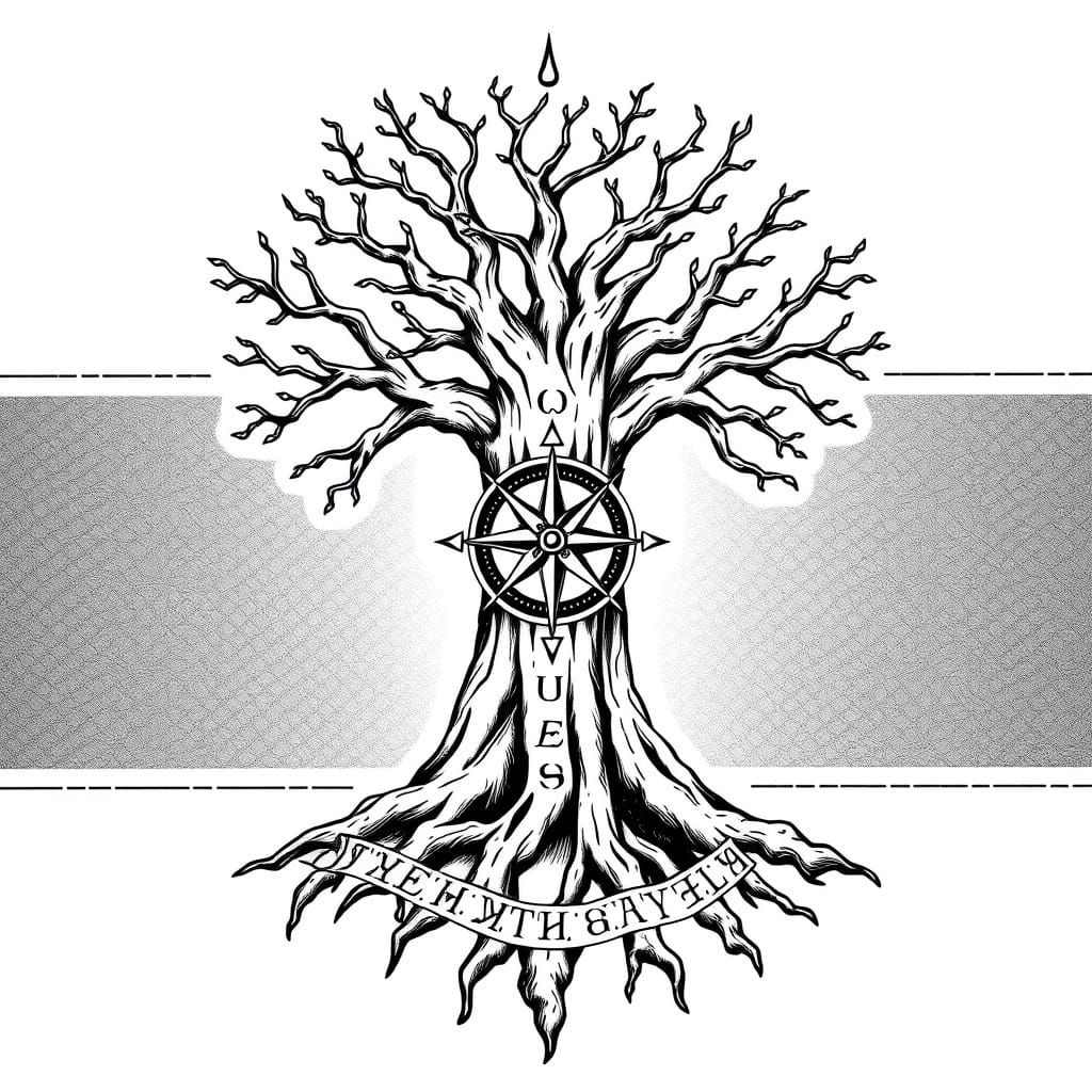 Viking Compass Meets Tree of Life in Norse Tattoo Art