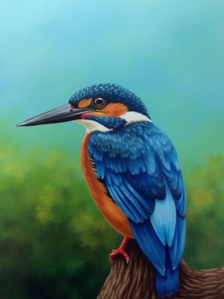 Vibrant Kingfisher in Colored Pencil Art