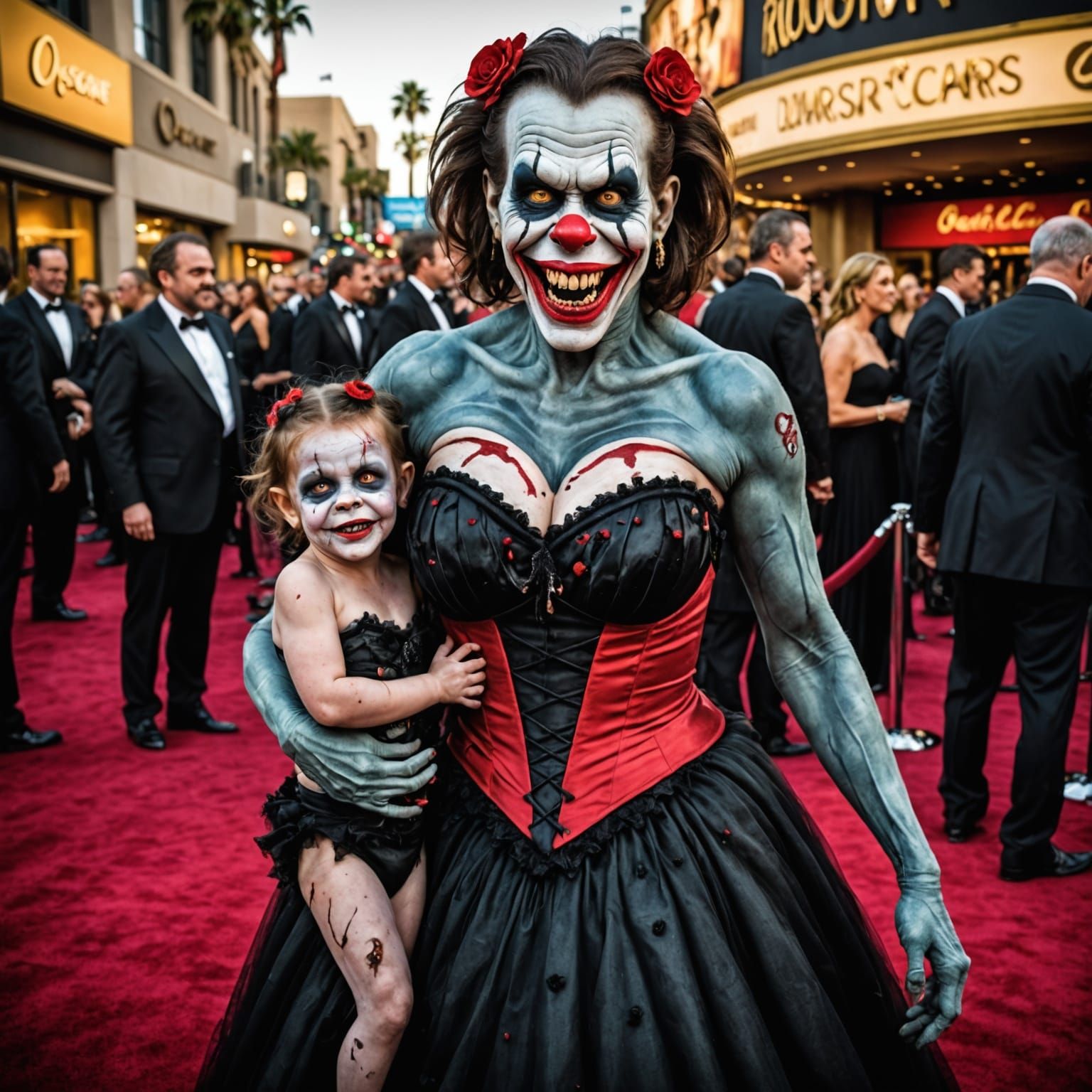 Cyberpunk Hollywood Starlet and Zombie Monkey Monster Circus...