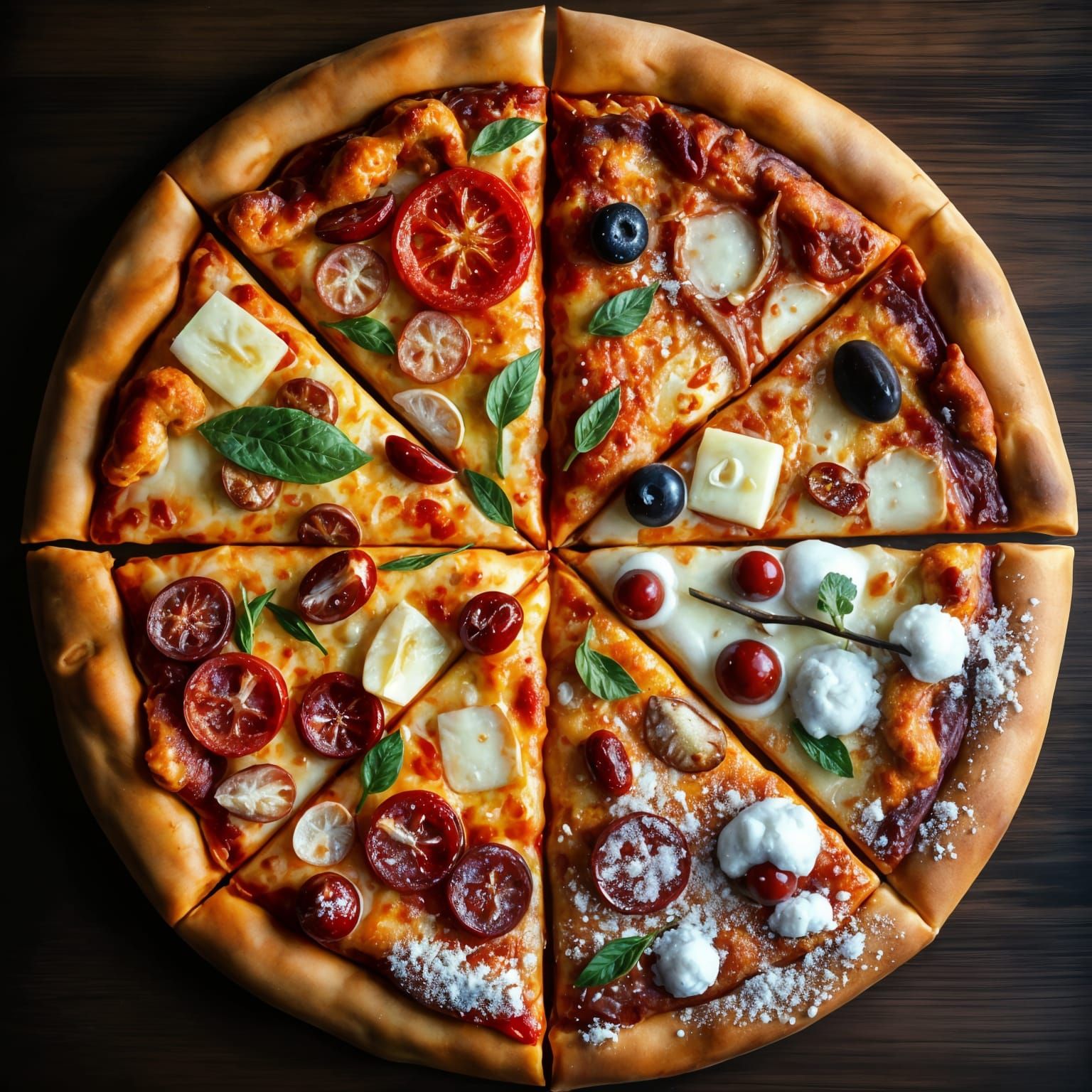 Four Seasons Pizza: Photorealistic Digital Illustration