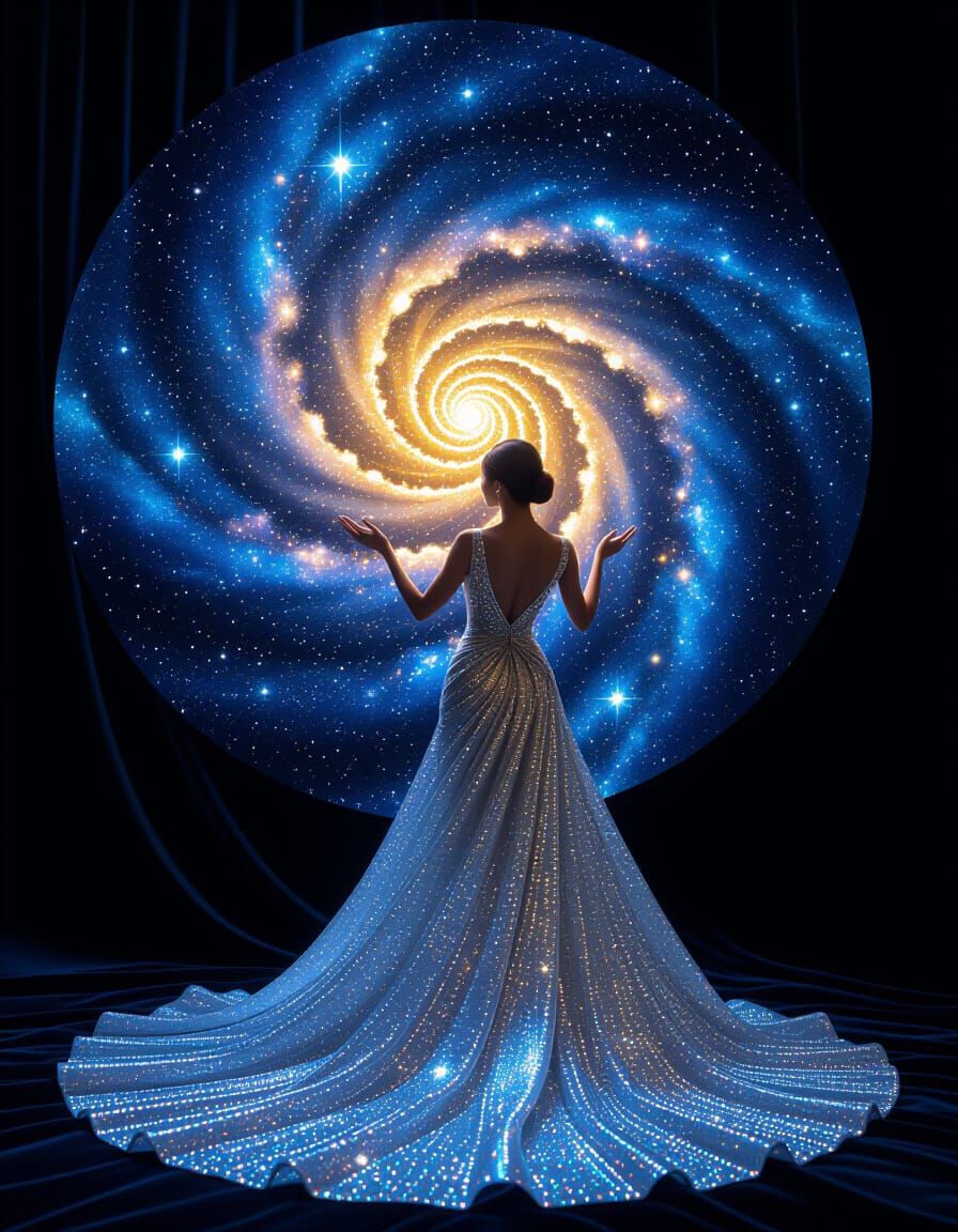 Woman Holds Galaxy of Shimmering Glass Beads