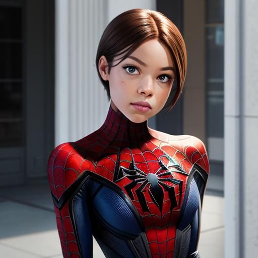 Daughter of Spider-man in Dynamic Superhero Portraiture